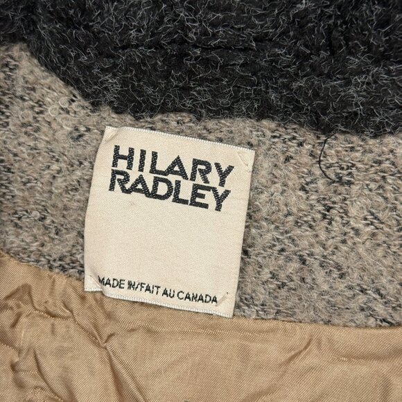 VTG Hilary Radley Wool Mohair Blend Coat Faux Fur Collar Gray Black Chest 43" - Picture 11 of 12
